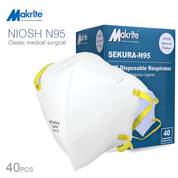 MAKRITE SEKURA-N95 NIOSH-Approved N95 Mask 40Pcs Per Pack