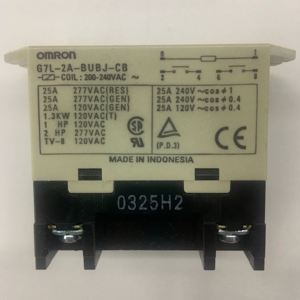 OMRON G7L-2A-BUBJ-CB (200-240 VAC) Relays 200/240 VAC DPST-NO QUICK CONNECT