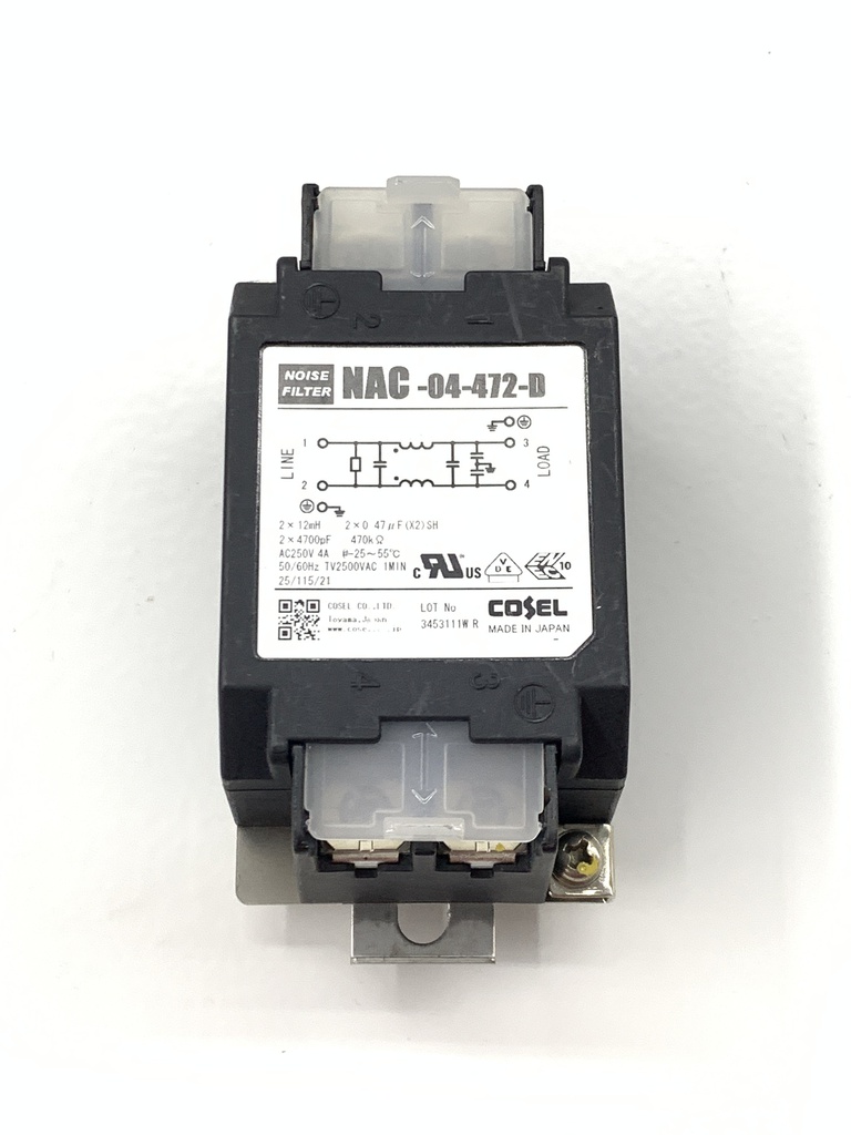 COSEL NAC-04-472-D Power Line Filter High Attenuation 60Hz 4A 250VAC/250VDC