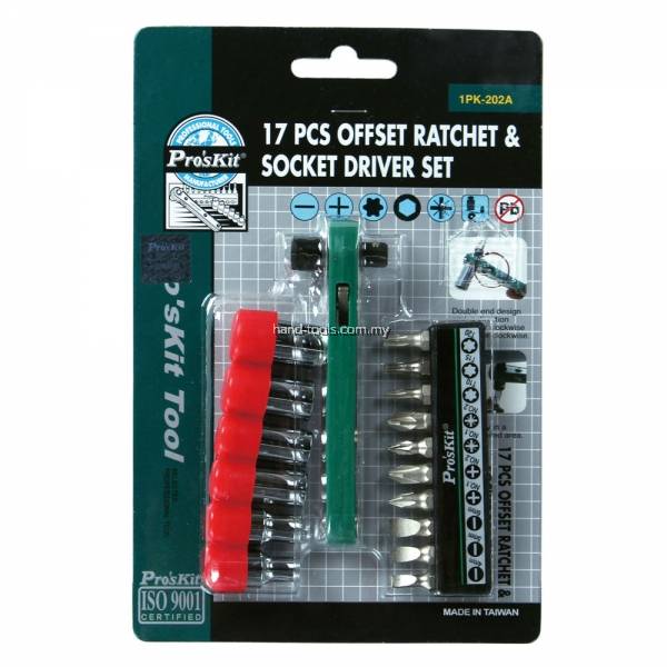 PRO'SKIT 1PK-202A 17Pcs Offset Ratchet &amp; Socket Driver Set