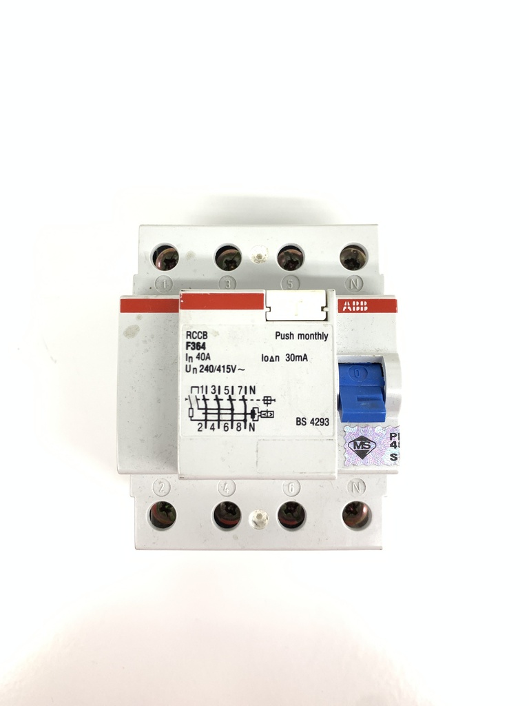 ABB F364-40/0.03 Residual Current-Operated Circuit Breaker, 4-Pole, 40A/30mA