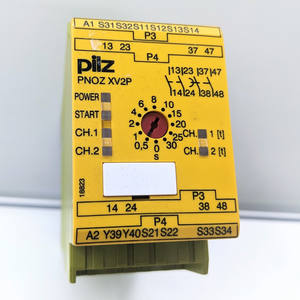 PILZ PNOZ XV2P E-STOP relays, safety gate monitors