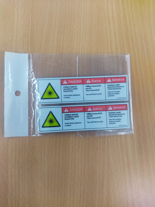 INDUSMART STICKER (Visible And/Or Invisible Laser Radiation) 10cm x 2.8cm (2pcs/