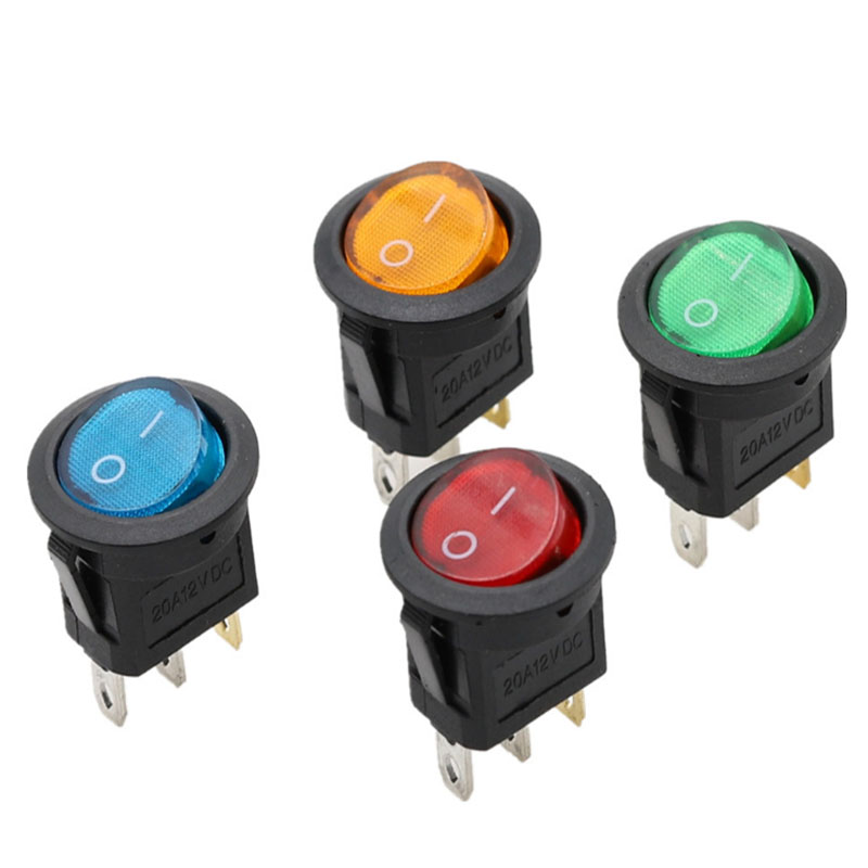 INDUSMART Rocker Switch Round 3P 12VDC (Green)