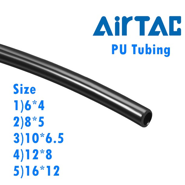 AIRTAC US98A060040200MBK-200M/ROLL PU Hose 6x4mm Black