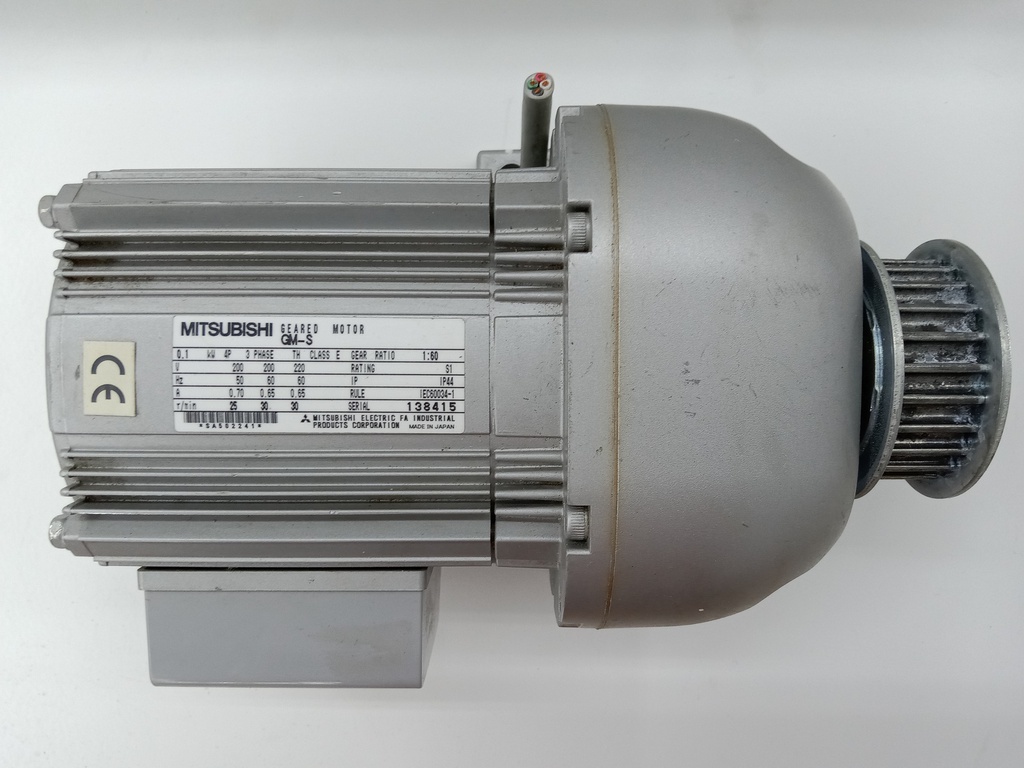 MITSUBISHI GM-S 0.1kW, 4P 3Phase 220VAC 50/60 Hz, 50/60 rpm/m GEARED MOTOR